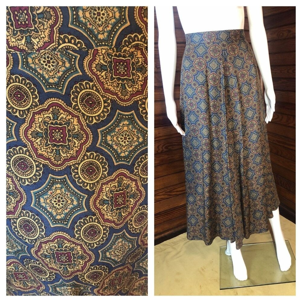 Liz Claiborne Long Skirt, 80s Skirt, Long Rayon Skirt, Small